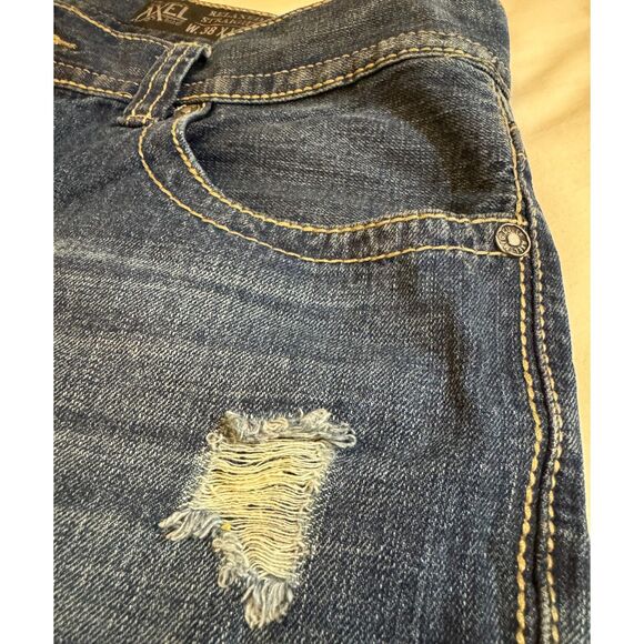 AXEL Men's Jeans sz38/32 inseam 30" Distressed Relaxed Fit Straight Leg Raw Hem - Picture 6 of 15